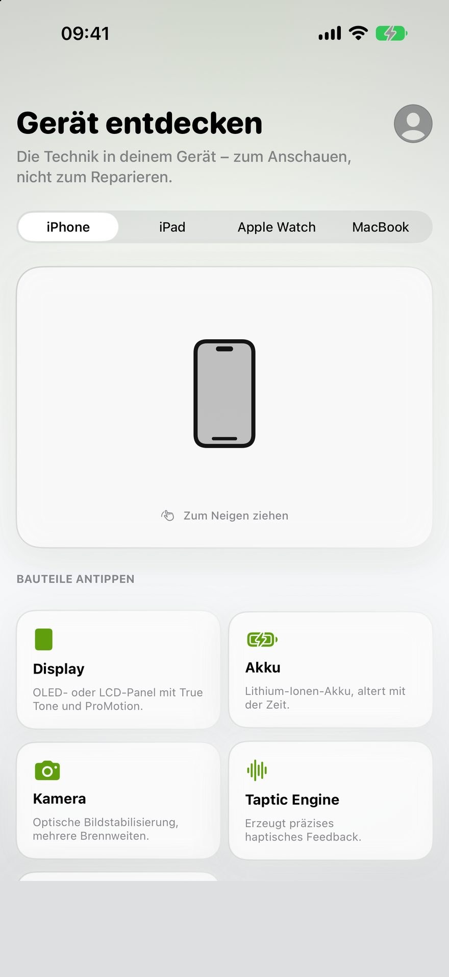 App-Bildschirm „Gerät entdecken“